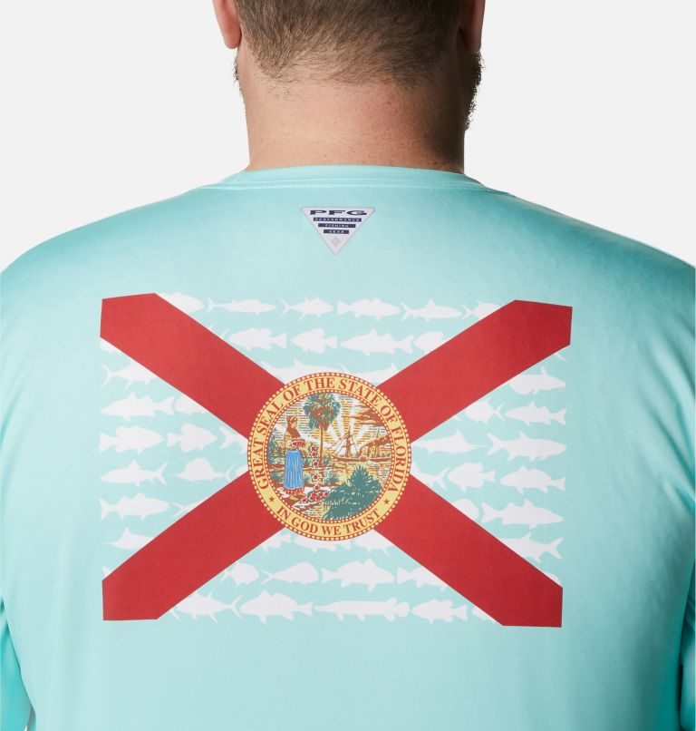 Hanorace Columbia PFG Terminal Tackle Fish Flag Long Sleeve Barbati Turcoaz | Plus Size LMMQS0971